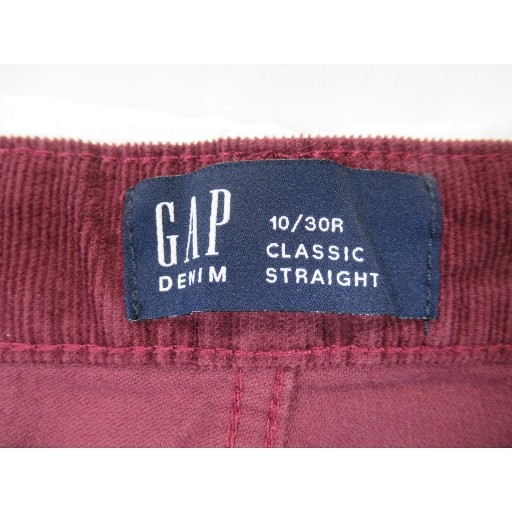 GAP Corduroy Pants Women 10 Burgundy Straight Leg Classic - Picture 2 of 5